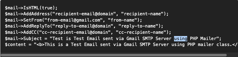 Send an Email via Gmail SMTP Server using PHP